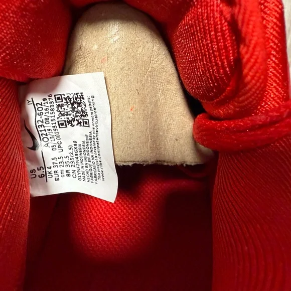 NEW-Nike Air Force 1 Red with Gold Details- NEVER WORN size 6.5 - Picture 5 of 13